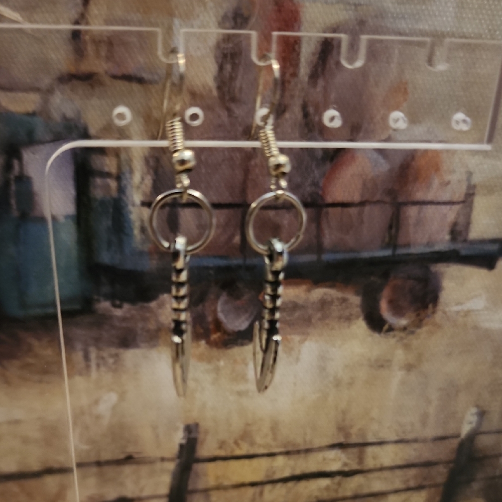 Silver and Black Dangle Earrings